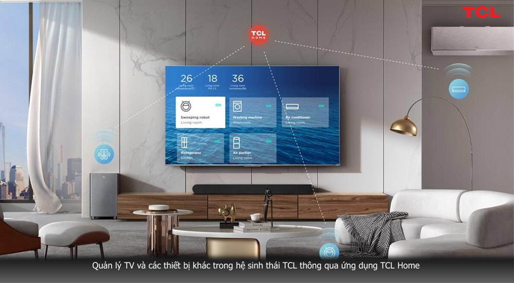 Quản lý Google Tivi TCL QLED 4K 65P8K dễ dàng với ứng dụng TCL Home