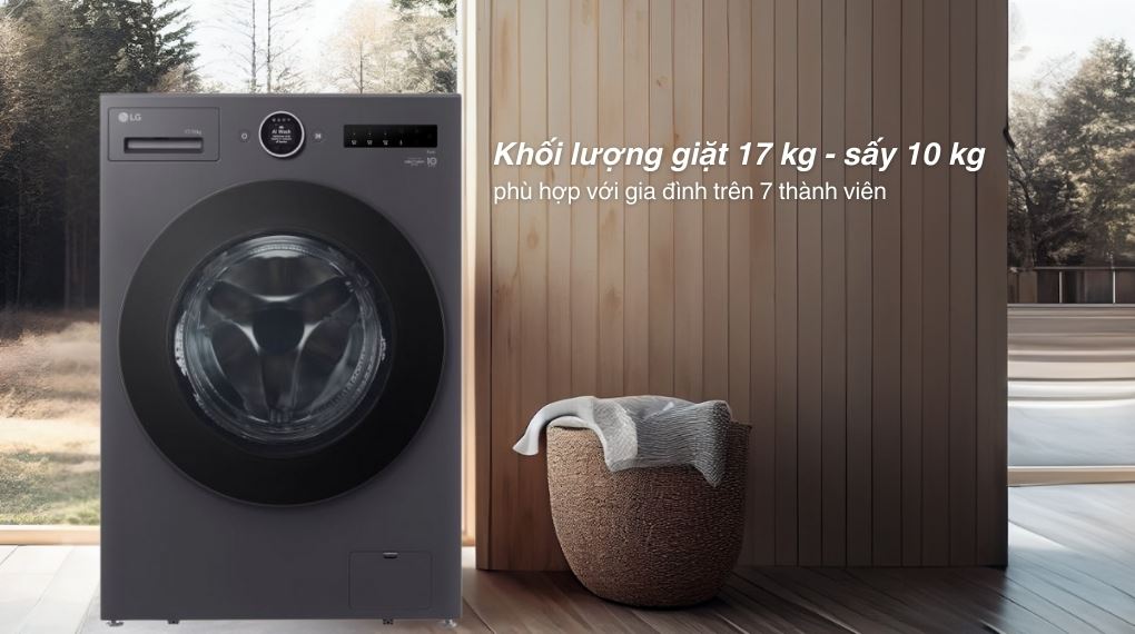 Máy giặt sấy LG F2517RNTG – Giặt sấy tiện lợi, đáp ứng nhu cầu gia đình đông người