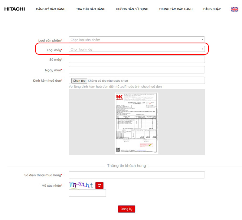 Bước 3: Chọn loại máy (Model)