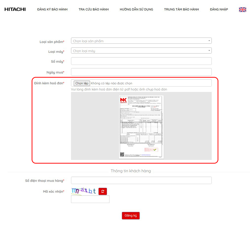 Bước 6: Đính kèm hóa đơn mua hàng