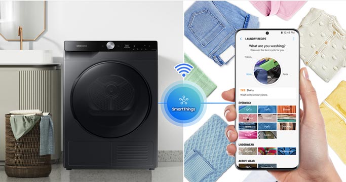 Kết nối SmartThings tiện lợi trên Máy sấy quần áo Samsung giá rẻ