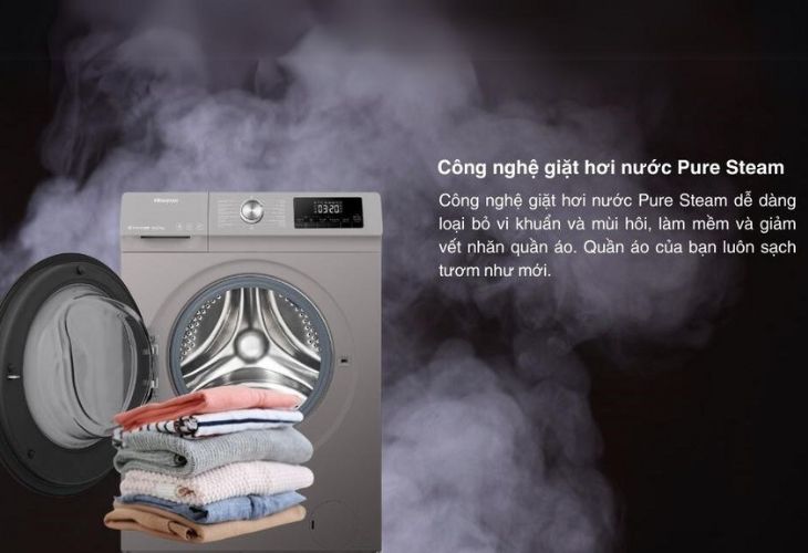 Máy giặt Hisense được trang bị công nghệ giặt hơi nước Pure Steam