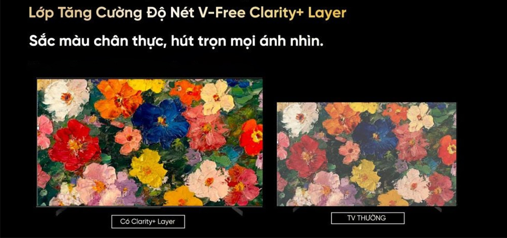 Lớp tăng cường độ nét V-Free Clarity+ Layer trên Google Tivi Coocaa 55V75 55 inch 4K