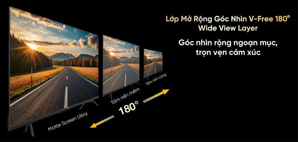 Lớp mở rộng góc nhìn V-Free 180° Wide View Layer trên Google Tivi Coocaa 75V75 75 inch 4K