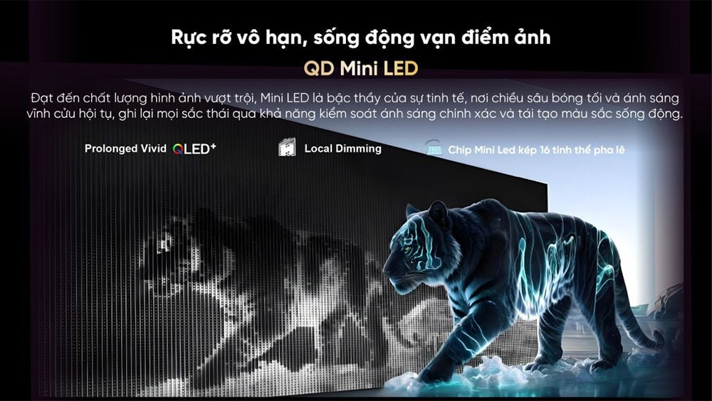 Công nghệ QD Mini LED trên Google Tivi Coocaa 75V75 cho khung hình rực rỡ, chiều sâu ấn tượng