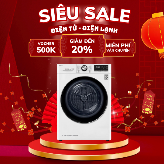 Máy sấy bơm nhiệt LG DVHP09W 9 Kg