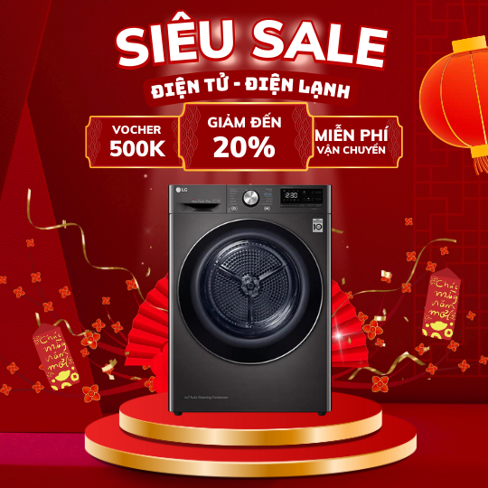 Máy sấy bơm nhiệt LG DVHP09B 9 Kg