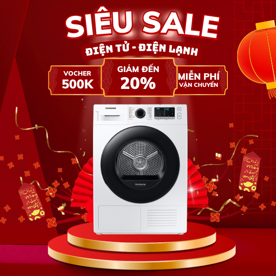 Máy sấy bơm nhiệt Samsung DV90TA240AE/SV 9 Kg