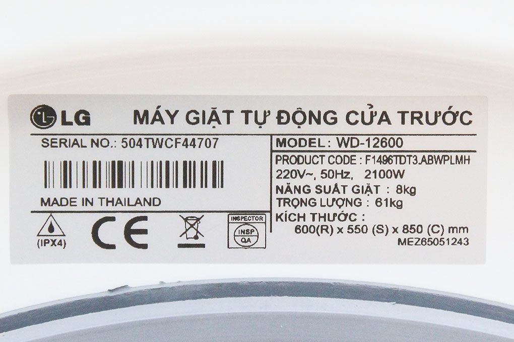 Máy giặt LG WD-12600 lồng ngang 8kg